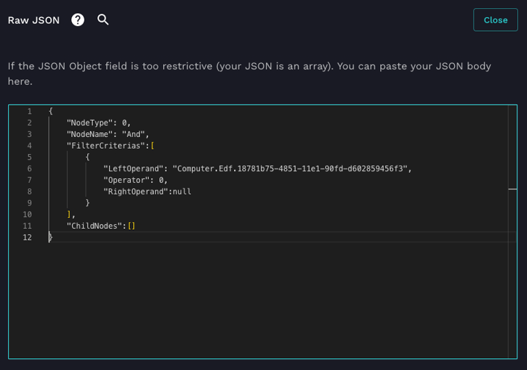 Raw JSON
